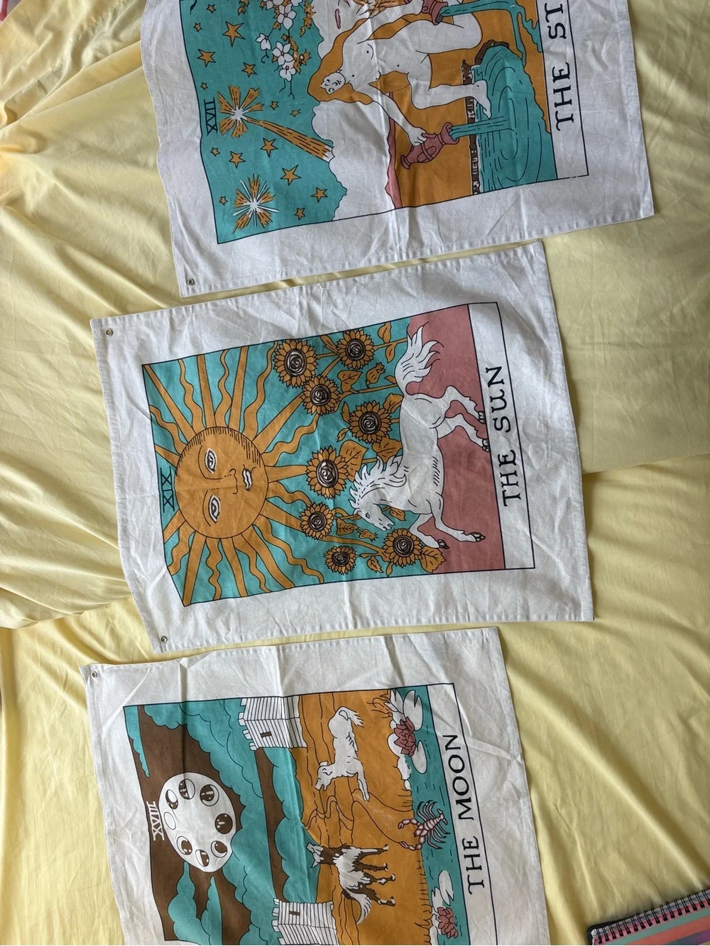 Set of 3 Tarot Tapestry Art - Sun, Star, & Moon